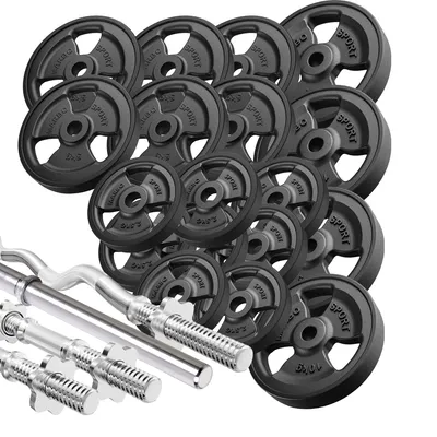 Produktbild von Marbo Sport Hantelstangen gummierte Tri-Grip Hantelscheiben Set 113 kg
