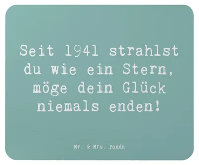 Produktbild von Mr. & Mrs. Panda Mouse Pad Spruch 1941 Geburtstag Stern - Meeresbrise - Geschenk, Mauspad, mousematte, Geburtstagsgeschenk, Geburtstagsglück, Mousepad, mausteppich