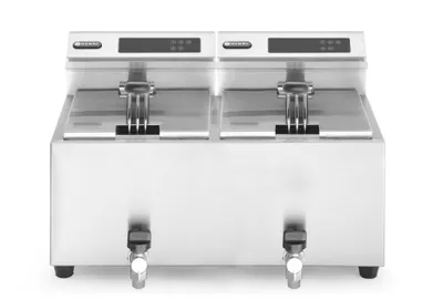 Obrázek produktu pro HENDI fritéza Profi Line digital- s vypouštěcím kohoutem 2 x 8 l, Profi Line, 16L, 230V/7000W, 605x515x(V)350mm