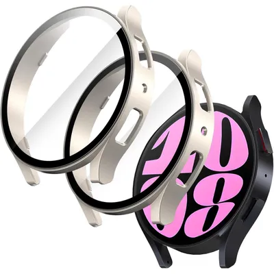 Obrázek produktu pro Ochranné pouzdro s ochranným sklem pro hodinky Samsung Galaxy Watch 6 40mm, 2 kusy, zlatá barva