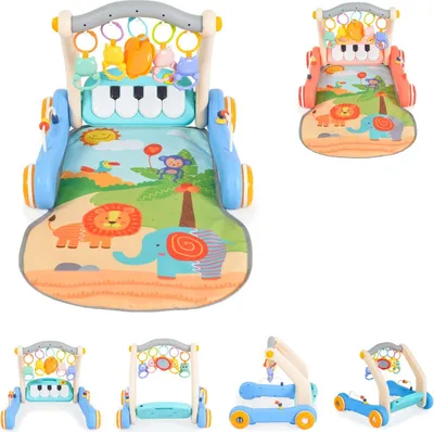 Produktbild von Moni Lauflernwagen 2 in 1 Piano HE0637 Krabbeldecke, Spielbogen, Activitycenter blau