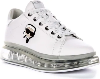 Produktbild von Karl Lagerfeld Kapri Kushion NFT Lo Lace Clear Sole Low Cut High DamenSynthetikSneaker in Weißsilber – 7 Großbritannien - 40 EU - 9 US / Weißsilber
