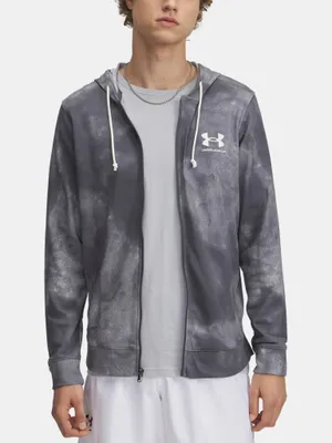 Imagen del producto de Sudadera con cremallera Under Armour Rival Terry Aop, color gris, talla L / corte regular, para hombre, color gris, talla L