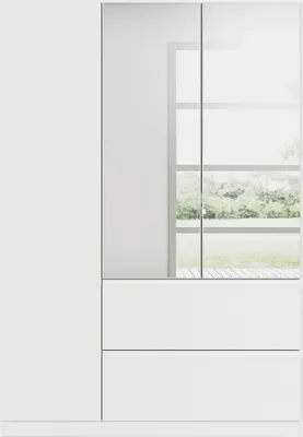 Produktbild von Kleiderschrank - 136 x 197 cm - 3 Türen - 2 Schubladen - Alpinweiß - mit Spiegel