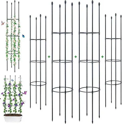 Produktbild von Gartenständer aus Metall, 160 cm, 4-teilig, mit 60 x Pflanzenspitzen
