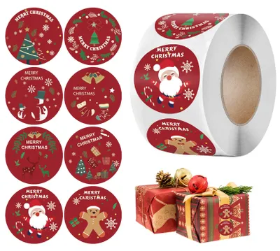 500 Weihnachtsaufkleber, rund, selbstklebend, Kraftpapier, 3,5 cm