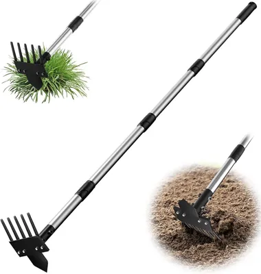 Image de Extracteur de mauvaises herbes avec long manche - Outil de jardinage pour éliminer les mauvaises herbes - Extracteur de mauvaises herbes - Outil manuel - Convient à tous types de mauvaises herbes - Aide idéale pour l'élimination des racines
