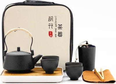 Produktbild von Famanu Teeset Japanisches schwarzes Porzellan - Mini-Chinesisches Teeservice