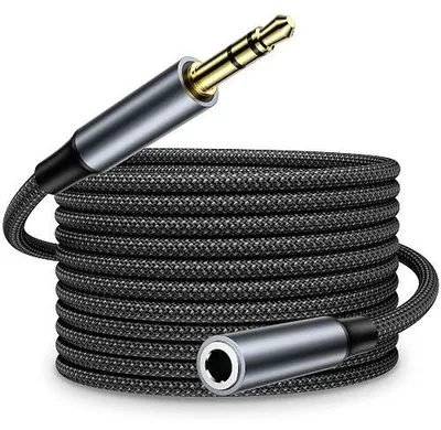 Zdjęcie produktu dla Przedłużacz jack 3 5 mm 5 m pleciony nylonowy męski żeński audio