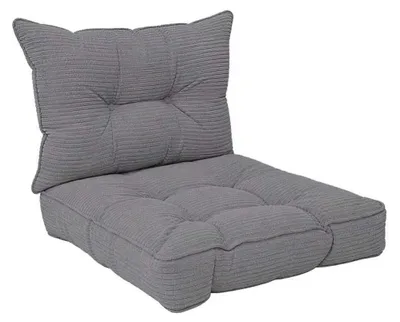 Zdjęcie produktu dla Zestaw 2 Poduszek Ogrodowych Pikowanych na Krzesło szary sztruks 50x50 + 50x40
