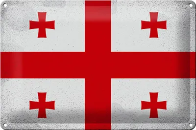 Produktbild von Blechschild Flagge Georgien 30x20cm Flag of Georgia Vintage