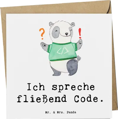 Produktbild von Mr. & Mrs. Panda Glückwunschkarte Code Meister - Weiß - Geschenk, Programmierer, Klappkarte, Softwareentwickler, Debugging, Berufsalltag, faltkarte, Softwareentwicklung