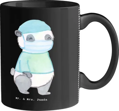 Produktbild von Mr. & Mrs. Panda Pott Chirurg Herz - Schwarz - Geschenk, Tasse, krank, Dekotasse, OP, cappuccinotasse, Krankenhaus, Mediziner, Teetasse, Arzt, Becher, Teepott, Krankehaus