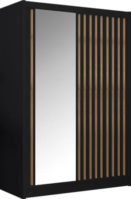 Produktbild von Kondela Kleiderschrank mit Schiebetüren Ladder 150 – Schwarz / Eichenhandwerk