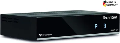 Produktbild von TechniSat DIGIT S4 freenet TV, Ethernet (RJ-45), DVB-S, DVB-S2, 576i, 576p, 720p, 1080i, 1080p, ASF, AVI, M2TS, MPG, MTS, TS, TS4, H.264, MPEG2, MPEG4, AAC, M4A, MP2, MP3, WAV