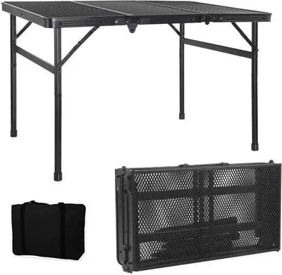 Obrázek produktu pro Skládací multifunkční venkovní stůl pro kempování – 120 x 61,5 cm, s nastavitelnou výškou