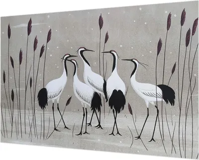 Produktbild von Wandtapete - Dekorative Tapete für Wohnzimmer - Tapetenfolie für Wanddekoration - 152x104 cm - Ein Kranichschwarm