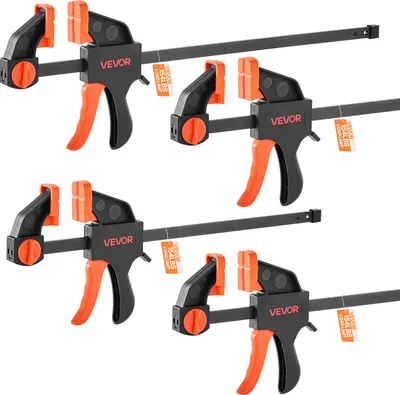 Obrázek produktu pro VEVOR svorky na tyče pro zpracování dřeva, 4 ks (otevření 30,48 cm / 15,24 cm), svorky Quick-Grip F s nosností 70 kg, hloubka 70 mm, svorky z plastu a oceli, zpracování kovů