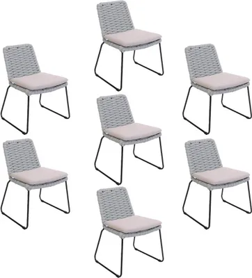 Image de HOME DELUXE Chaise de jardin en osier tressé BALERO Gris clair - Lot de 7 | Mobilier de jardin Chaise de terrasse