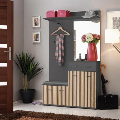 Image de Meuble d'entrée POLO – Meuble à chaussures, commode, miroir et penderie