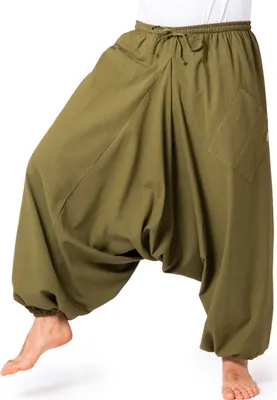 Productafbeelding van PANASIAM Aladin broek, katoen, model 'Nature', olijgroen, maat XL