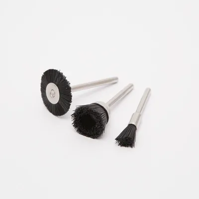 Produktbild von Nylon-Bürstenset – 3-teiliges Bürstenset mit Klemmstift Ø 3,1 mm – Max. 28.000 U/min – Geeignet für Midi 10362 und Maxi 10363 Plattenbohrmaschinen – Reinigungsbürsten für Präzisionsarbeiten – Verkaufseinheit: 1 Set [10125-11]