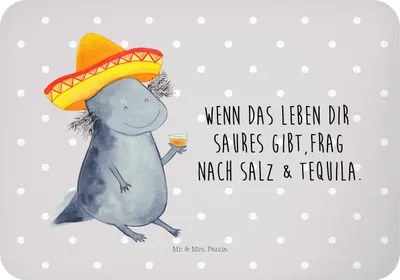 Produktbild von Mr. & Mrs. Panda magnet Axolotl Tequila - Grau Pastell - Geschenk, Motivation, haftmagnet, zettelhalter, whiteboardmagnet, trinken, Kühlschrankmagnet, Party, Urlaub