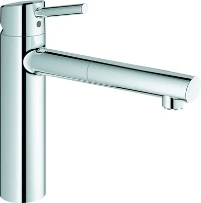 Produktbild von GROHE Einhand-Spültischbatterie Concetto 31214_1, mittelhoher Auslauf, Einlochmontage, Niederdruck für offene Warmwasserbereiter, eigensicher, chrom