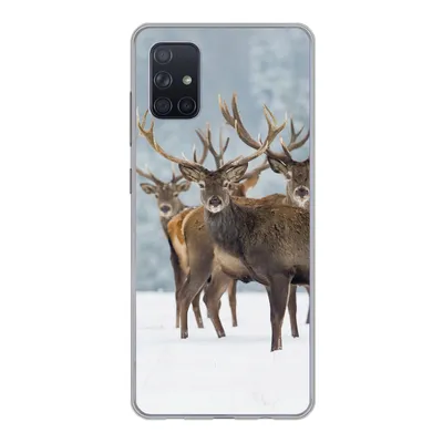 Produktbild von MuchoWow® Handyhülle Schutzhülle Hülle für Samsung Galaxy A71 Hirsche - Tiere - Schnee - Winter - Landschaft - Natur Silikon Softcase Handy Hülle - Kartenbesitzer