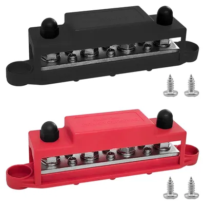 Sammelschiene 250 A, M8, 5/16 Zoll, 12 V, schwarz/rot, 1 Stück