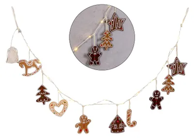 LED-Lichterkette Lebkuchenfiguren 160 cm Timer warmweiß