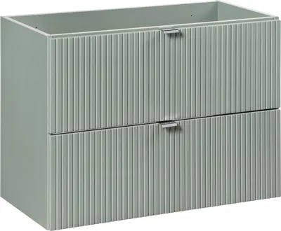 Produktbild von Badezimmerschrank 80 Cm, Reed Green, Grün, Gefräst, 2 Schubladen, Mdf