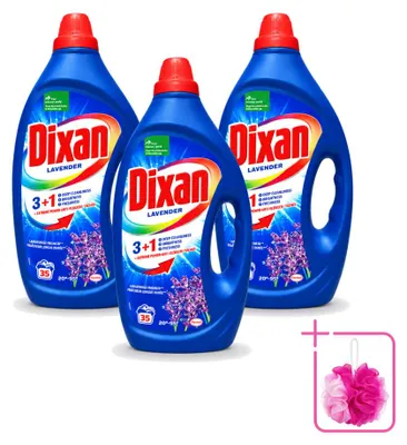 Produktbild von 3 x Dixan Flüssigwaschmittel mit Fleckentferner - Lavendel - für Weißes und Buntes - Sparpackung - 3 Stücke