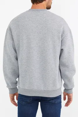 Produktbild von Basic Sweatshirt Langarm Oversize Pullover Baumwolle Langarmshirt für Herren M Grau
