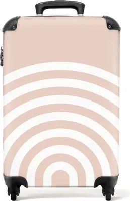 Obrázok produktu pre NoBoringSuitcases.com® Kufr Príručná batožina na kolieskach Rolling suitcase Malý cestovný kufor na 4 kolieskach - Abstract - Art - Rainbow - White - Pink - Cabin Size < 55x40x23 cm & 55x40x20 cm - Foto kufor - Príručný kufor - Palubná batožinaPríručná batožina Kufor 55x35x20 cm, 36L,