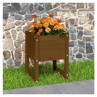 Produktbild von Pflanzkübel Honigbraun 40x40x52,5 cm aus Kiefernholz für Garten, Terrasse und Balkon