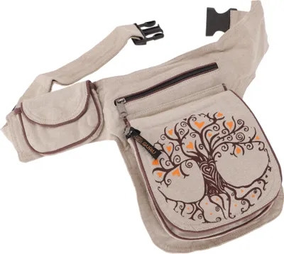 Produktbild von Stoff Sidebag & Hüfttasche, Goa Gürteltasche, Bauchtasche aus Nepal - Tree of Life Beige/beige, Uni - Erwachsene, Creme-weiß, Baumwolle, 28*20*5 cm, Festival- Bauchtasche Hippie