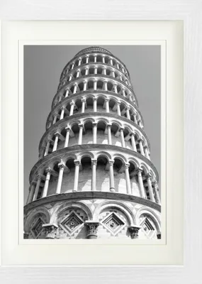 Produktbild von Pisa Gerahmtes Bild Mit Edlem Passepartout | Wand-Bilder | Im Bilderrahmen - Der Schiefe Turm S/W (40 x 30 cm)