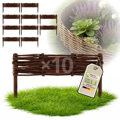 Produktbild von Floranica 10 Stück Beetbegrenzung Weide 10 cm x 40 cm – Rasenkante Weidengeflecht Beeteinfassung, Beetumrandung