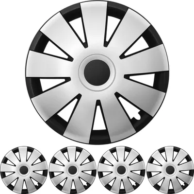 Produktbild von 4x PREMIUM DESIGN Radkappen Radzierblenden "Nefryt" 15 ZOLL in Schwarz / Silber