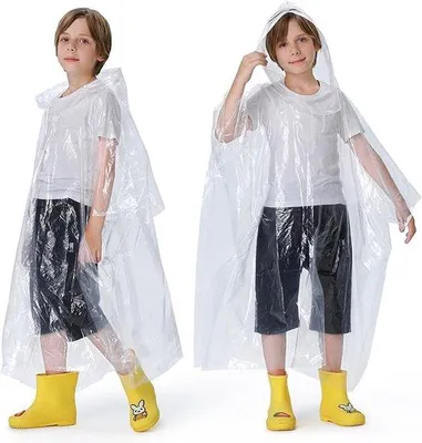 Produktbild von Famanu Regenponcho für Kinder - Transparent, Wasserfest, 4er-Pack
