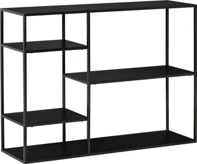 Produktbild von Standregal Bücherregal mit 5 offenen Fächern, Aufbewahrungsregal mit Metallrahmen, Würfelregal für Küche, Wohnzimmer, Schwarz, 120 x 35 x 87,5 cm