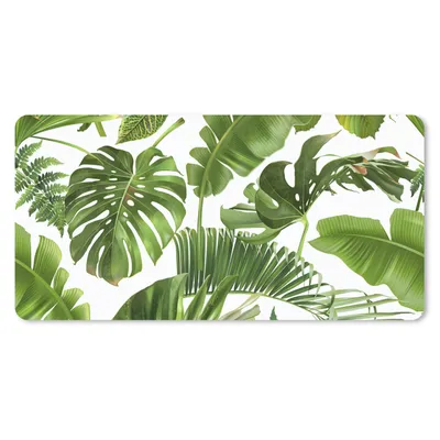 Produktbild von MuchoWow® Mauspad Mousepad Blätter - Weiß - Muster - Mädchen - Kinder - Jungen - Kinder 60x30 cm - Mousepads - Maus Mat - Pad - Mausunterlage - Nachhaltig