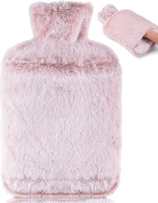 Produktbild von Wärmflasche mit Weichem Bezug -Auslaufsicher 2L Groß Wärmflaschen mit Känguru-Tasche,Naturkautschuk +Bettflasche Flauschig,Geschenke für Männer Frauen