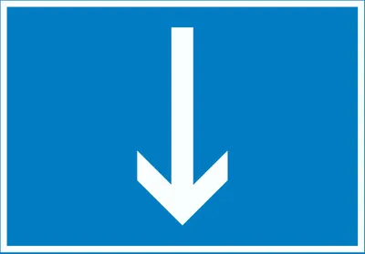 Produktbild von Richtungspfeil runter Schild waagerecht weiss blau Pfeil A1 (594x841mm)