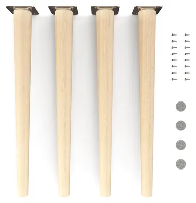 Produktbild von 4x sossai Holzfüße rund - gerade Ausführung 45cm Buche Naturbelassen