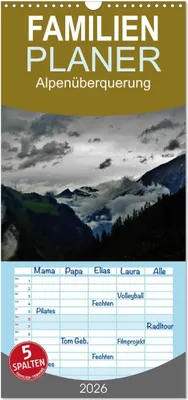Produktbild von Familienplaner 2026 - Alpenüberquerung mit 5 Spalten (Wandkalender, 21 x 45 cm) CALVENDO
