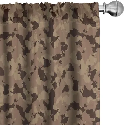 Produktbild von ABAKUHAUS Tarnen Vorhänge, Gardinen, Erdtöne Repetitive Tarnmuster Design Jagd-Mode inspiriert, 2 Stück 75 x 175 cm, Cocoa Camel und Braun