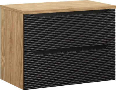 Zdjęcie produktu dla Szafka Łazienkowa 80 Cm Czarny Mat Dąb + Blat 80 Cm Dąb