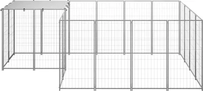 Produktbild von vidaXL Hundezwinger Silbern 6,05 m² Stahl